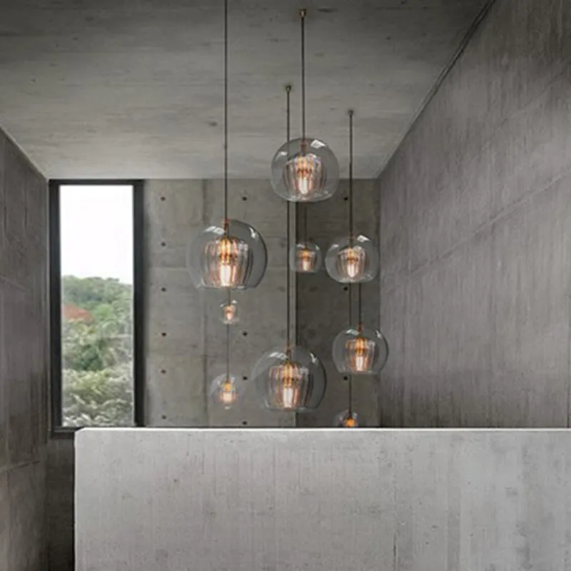 Elena - Modern Clear Double Glass Hanging Lamp for Living Room