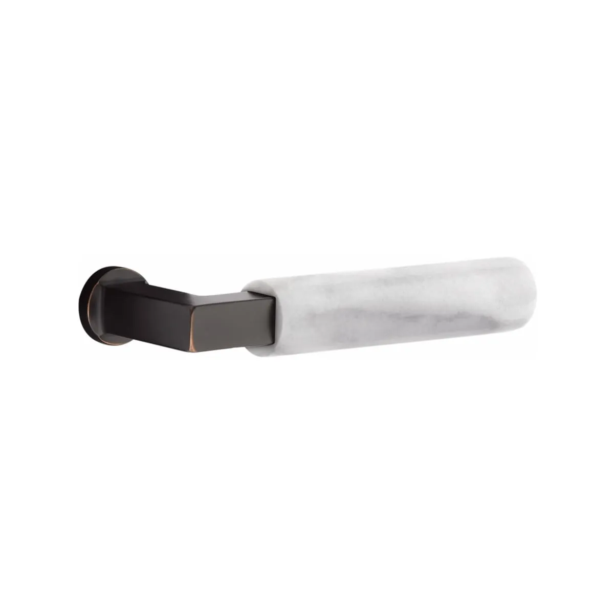 Emtek Single Cylinder Arts & Crafts Handleset EMPowered Motorized Smart Lock Upgrade With Select L-Square White Marble Lever