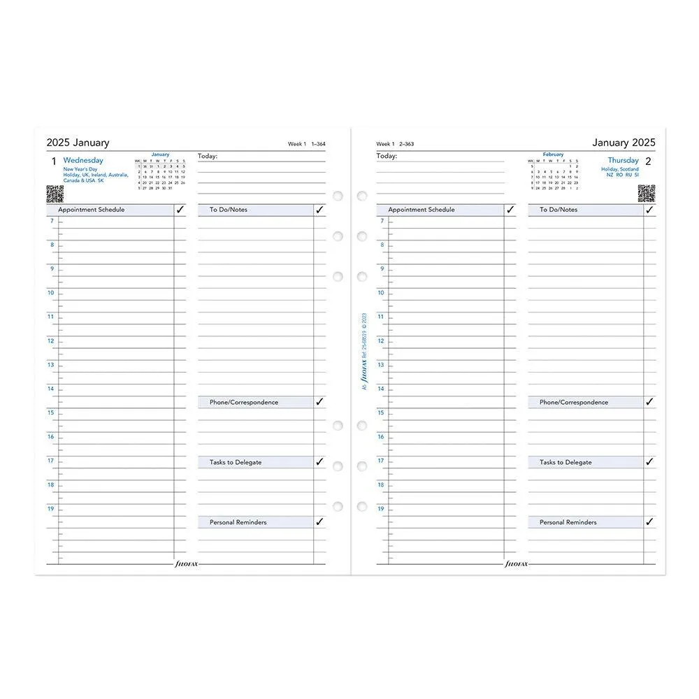 Filofax A5 Business Day per Page, 2025