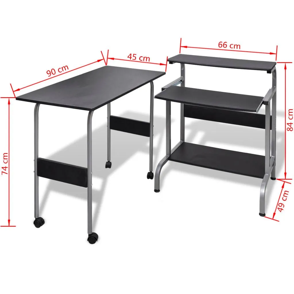 FirstChoise 2 Piece Computer Desk with Pullout Keyboard Tray Black