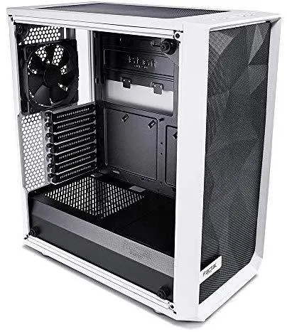 Fractal Design Meshify C - Compact Computer Case - High Performance Airflow/Cooling - 2X Fans Included - PSU Shroud - Modular Interior - Water-Cooling Ready - USB3.0 - Tempered Glass Light - Blackout