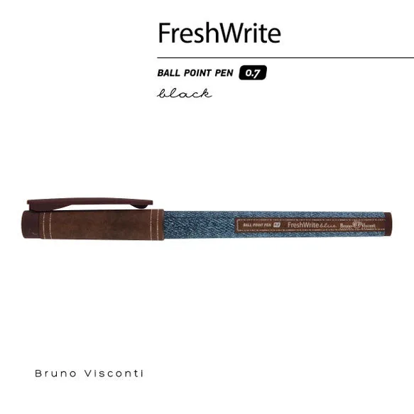 FreshWrite - Denim-Jeans theme Pen Black Ink Refillable, 0.7mm.- Great Teenager Gift, 1 Count