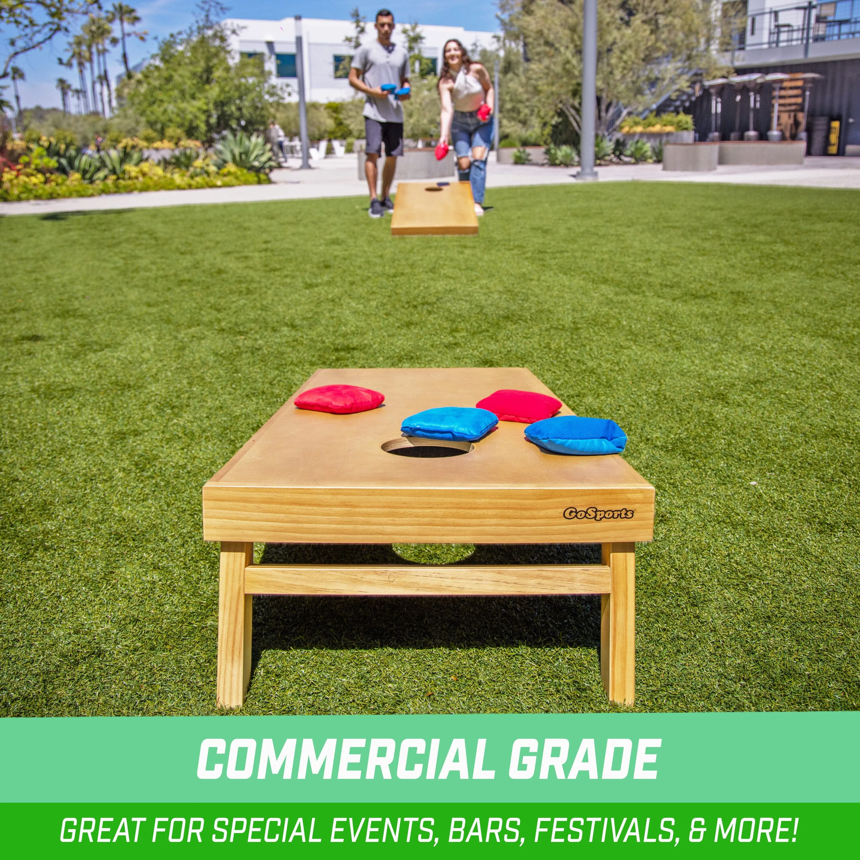 GoSports 4 ft x 2 ft Commercial Grade Cornhole Boards Set - Light Brown