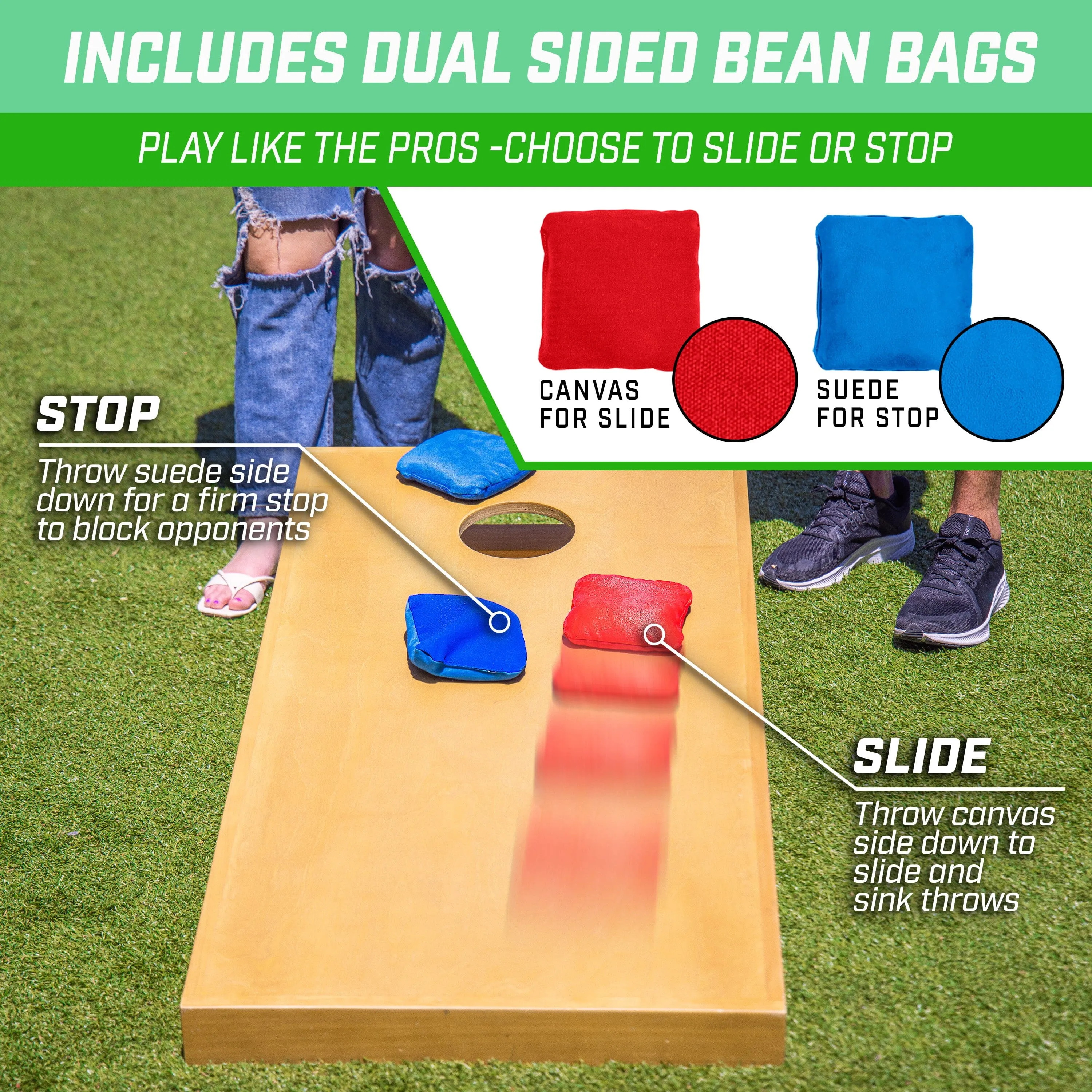 GoSports 4 ft x 2 ft Commercial Grade Cornhole Boards Set - Light Brown