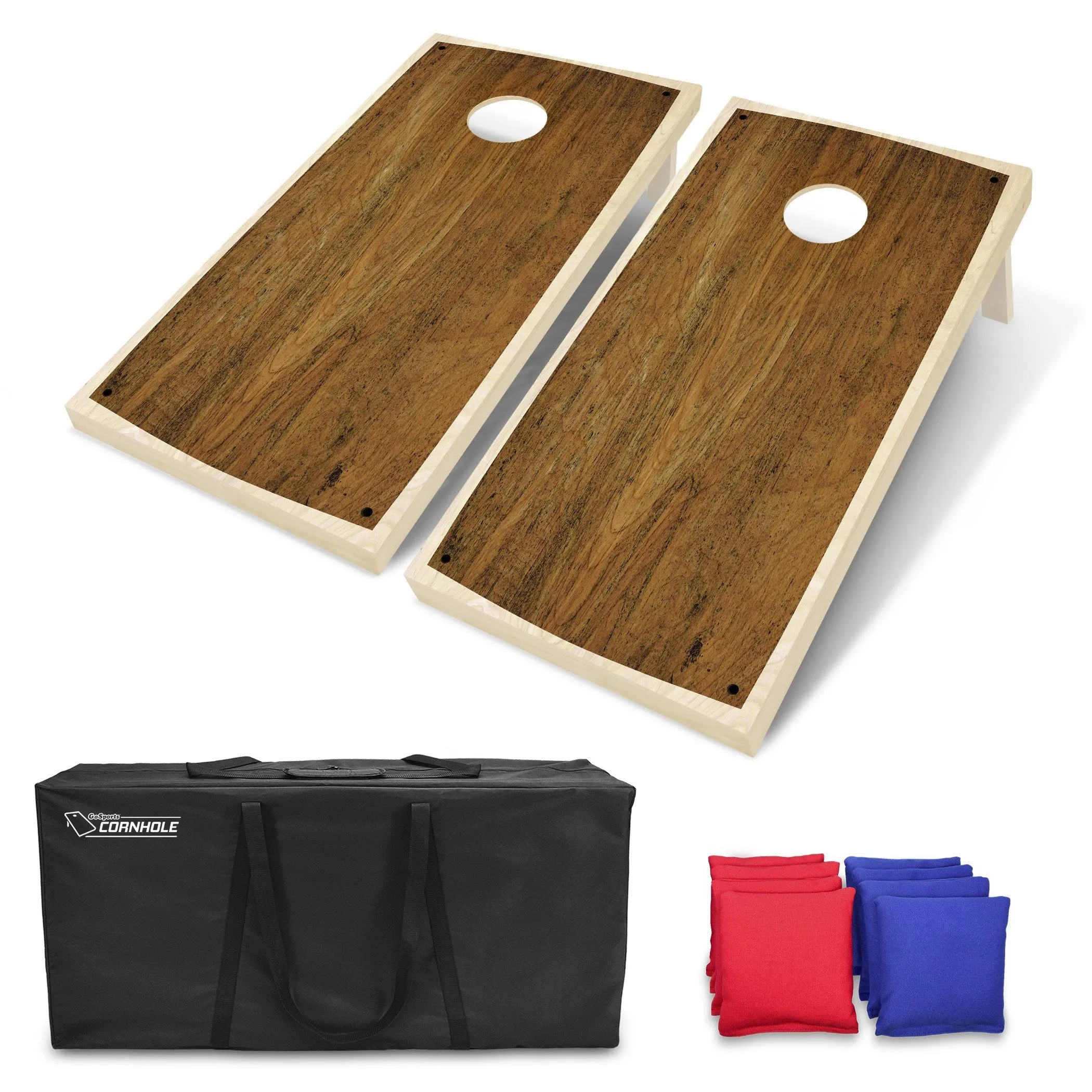GoSports 4 ft x 2 ft Hardwood Design Cornhole Game Set