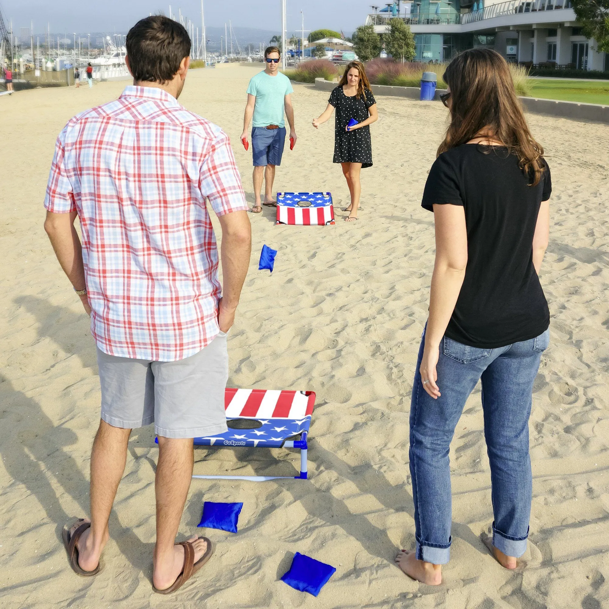GoSports Portable PVC Cornhole Set - American Flag