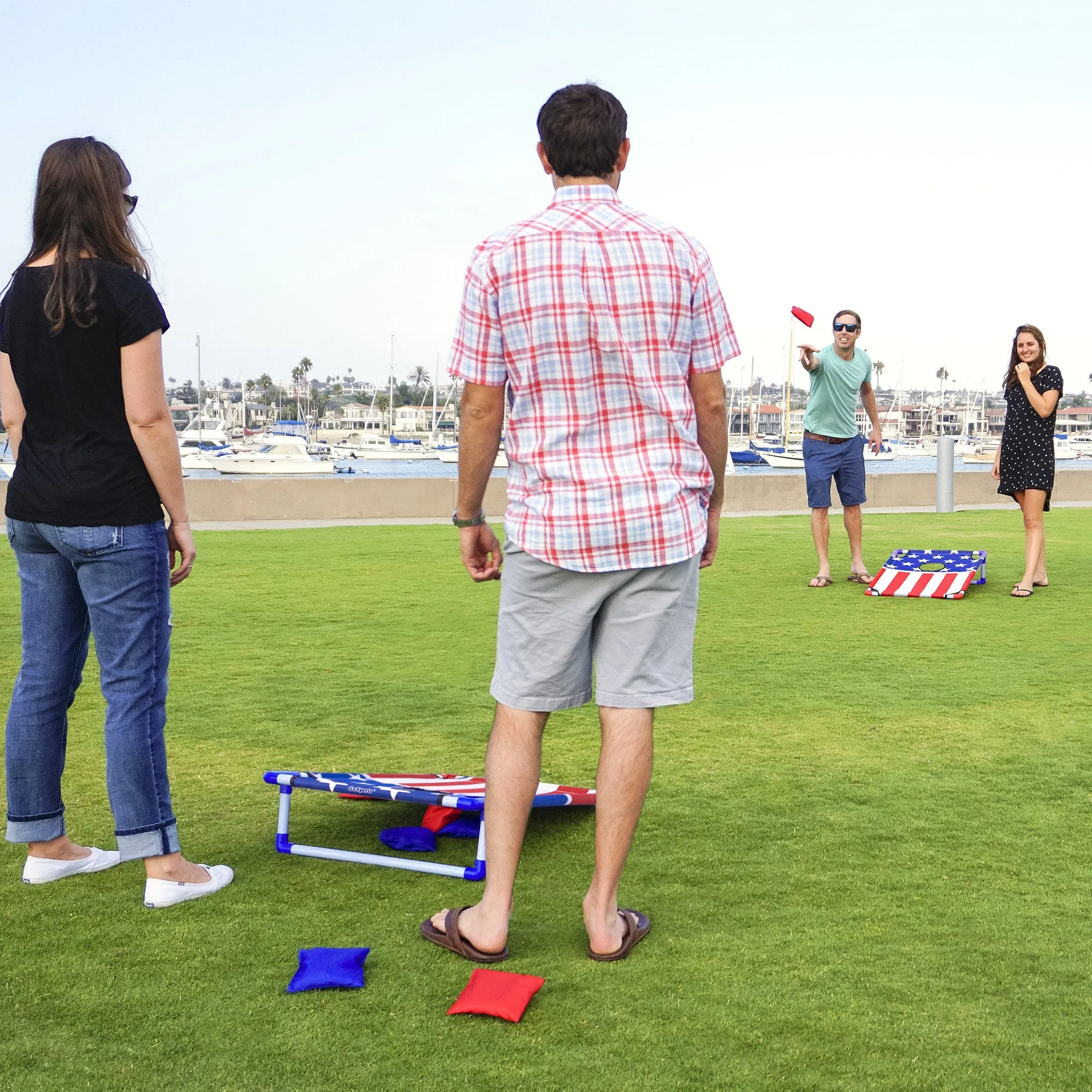 GoSports Portable PVC Cornhole Set - American Flag