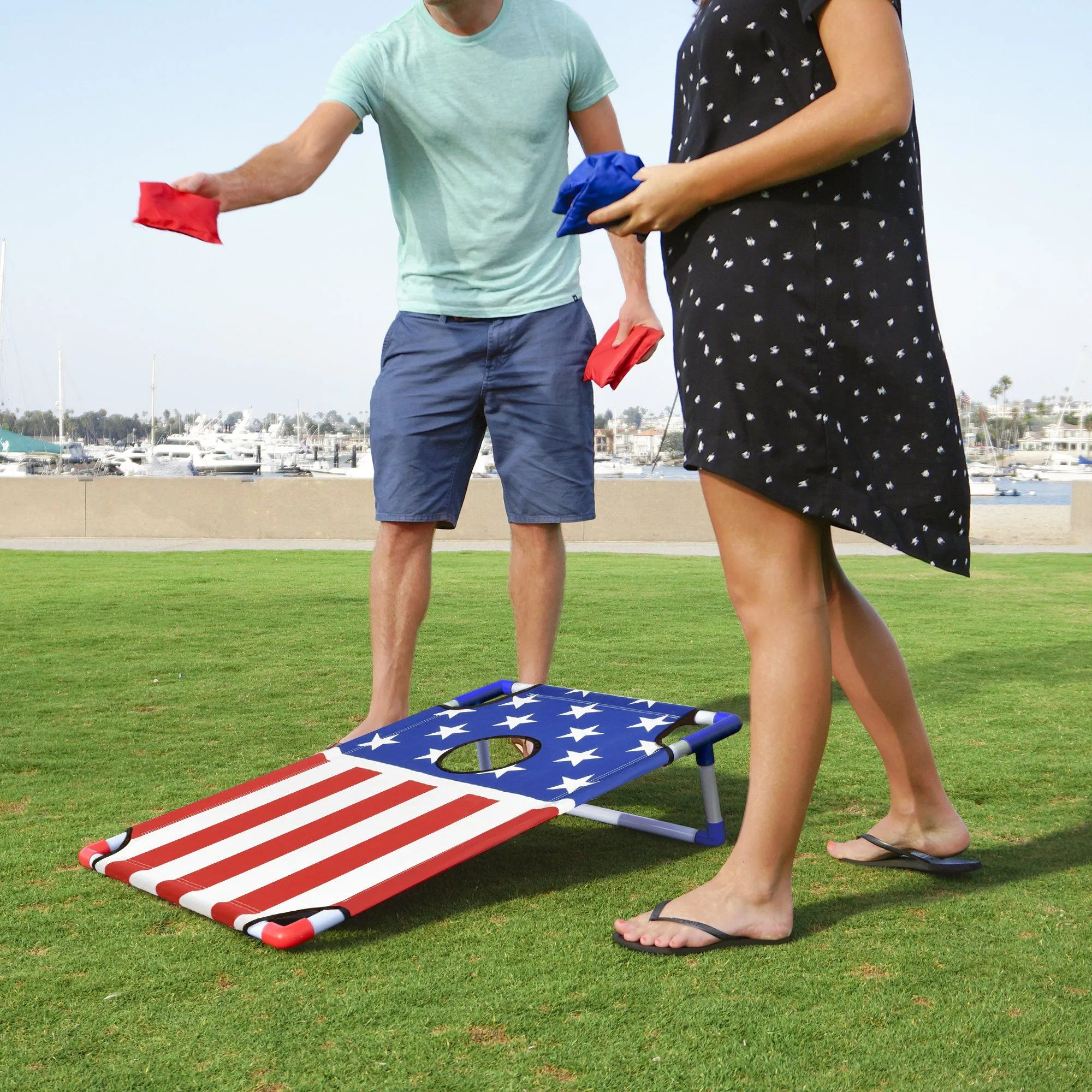 GoSports Portable PVC Cornhole Set - American Flag