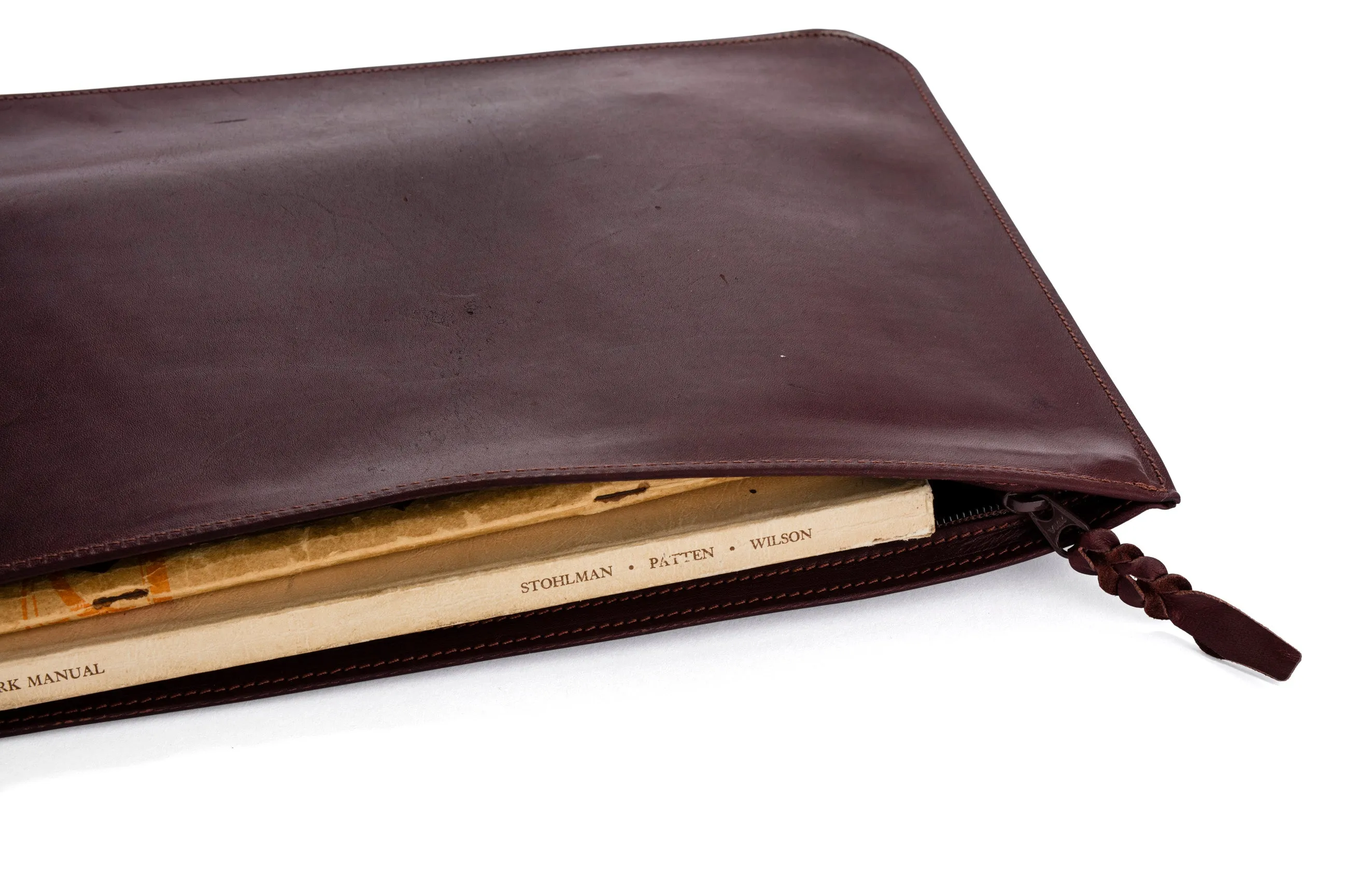 Kangaroo Leather Document And Tablet Case - Brown
