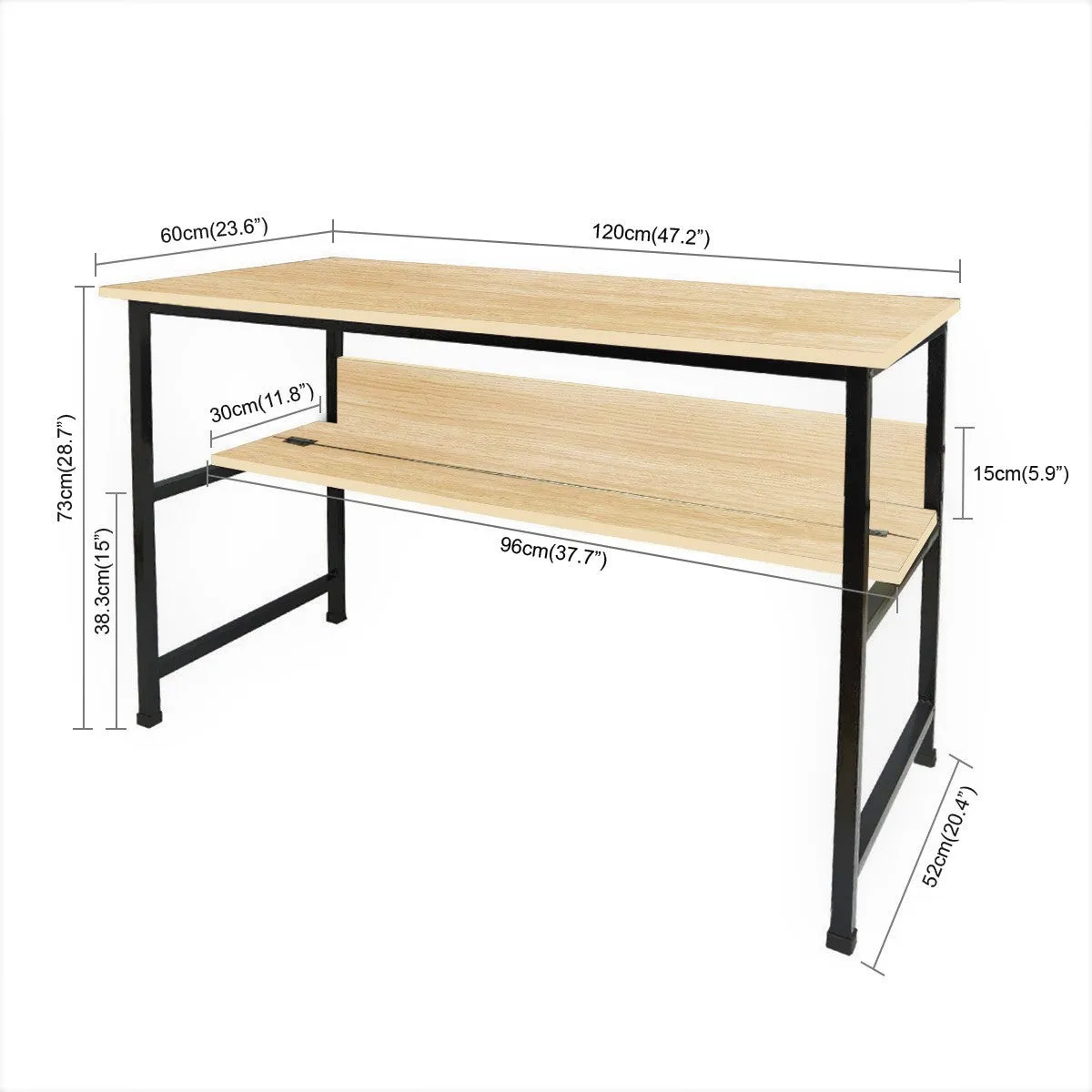 Kawachi Laptop Table Computer Desk for Writing Study for Home & Office Use Beige-KW46