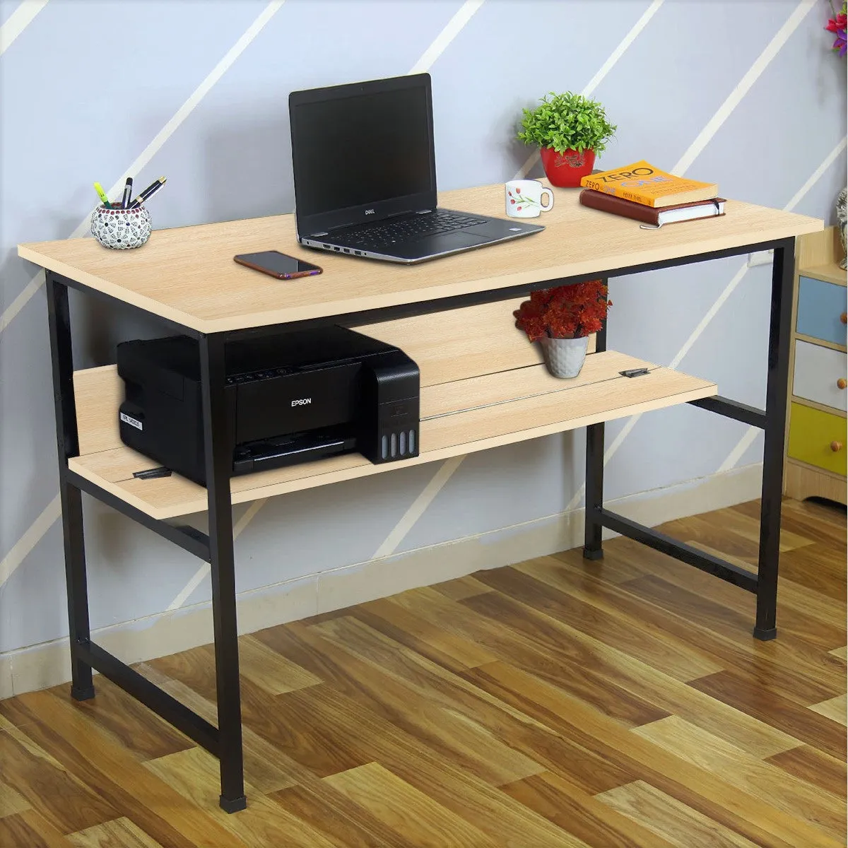 Kawachi Laptop Table Computer Desk for Writing Study for Home & Office Use Beige-KW46
