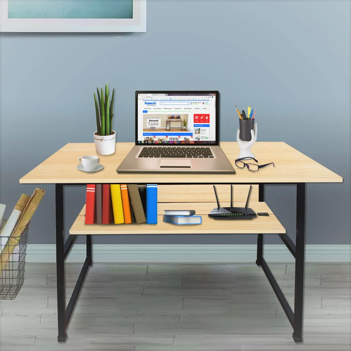 Kawachi Laptop Table Computer Desk for Writing Study for Home & Office Use Beige-KW46