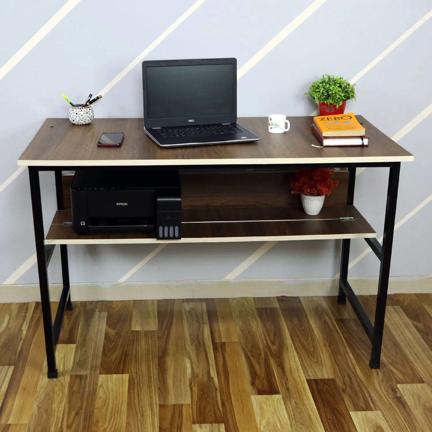Kawachi Laptop Table Computer Desk for Writing Study for Home & Office Use Brown-KW46