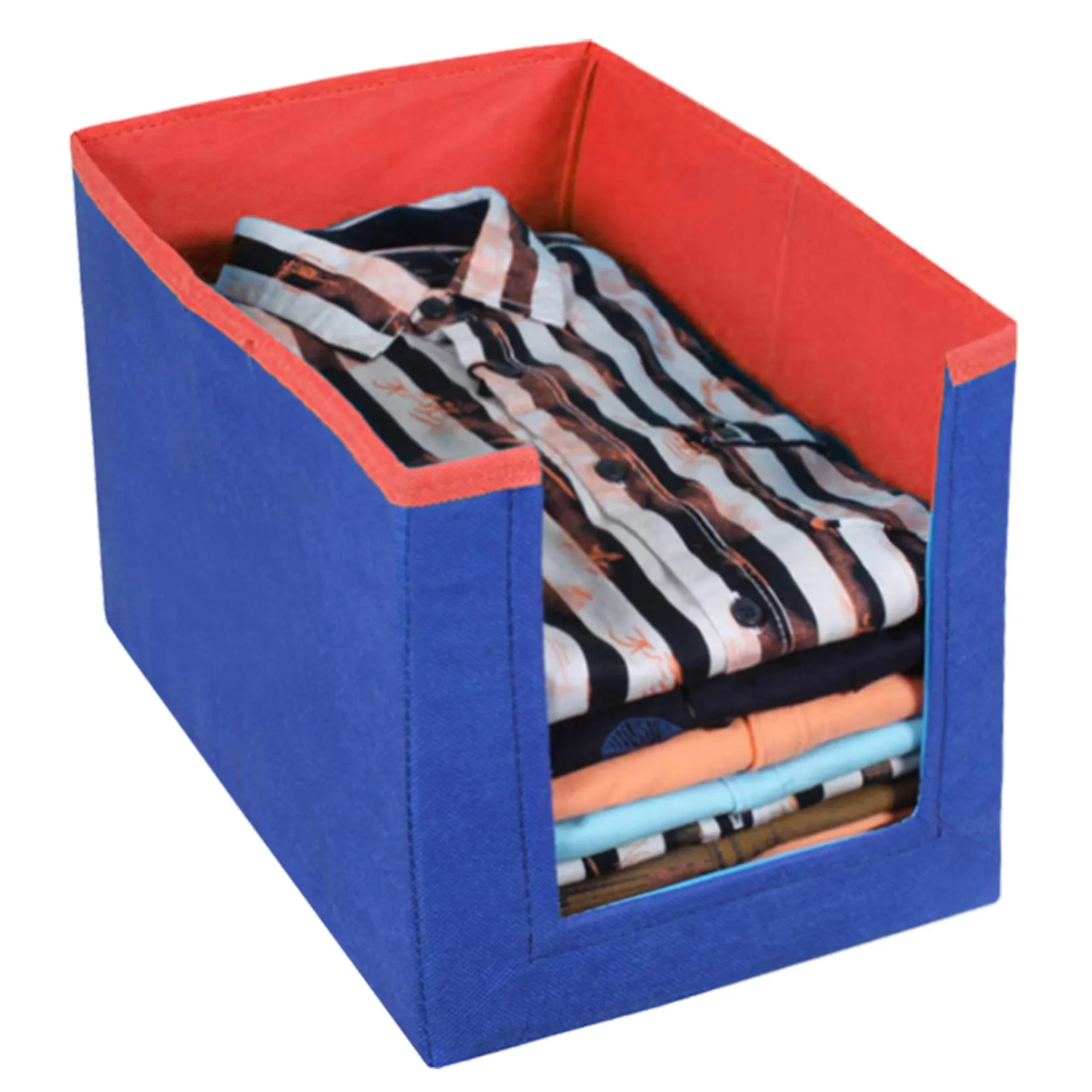 Kuber Industries Non Woven Shirt Stacker/Shirt Organizer Wardrobe Organizer (Blue & Red)-KUBMART11324