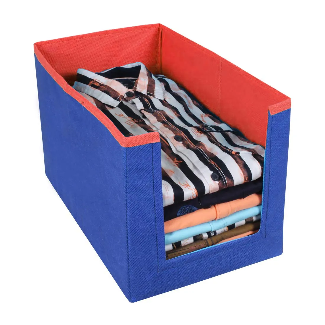 Kuber Industries Non Woven Shirt Stacker/Shirt Organizer Wardrobe Organizer (Blue & Red)-KUBMART11324