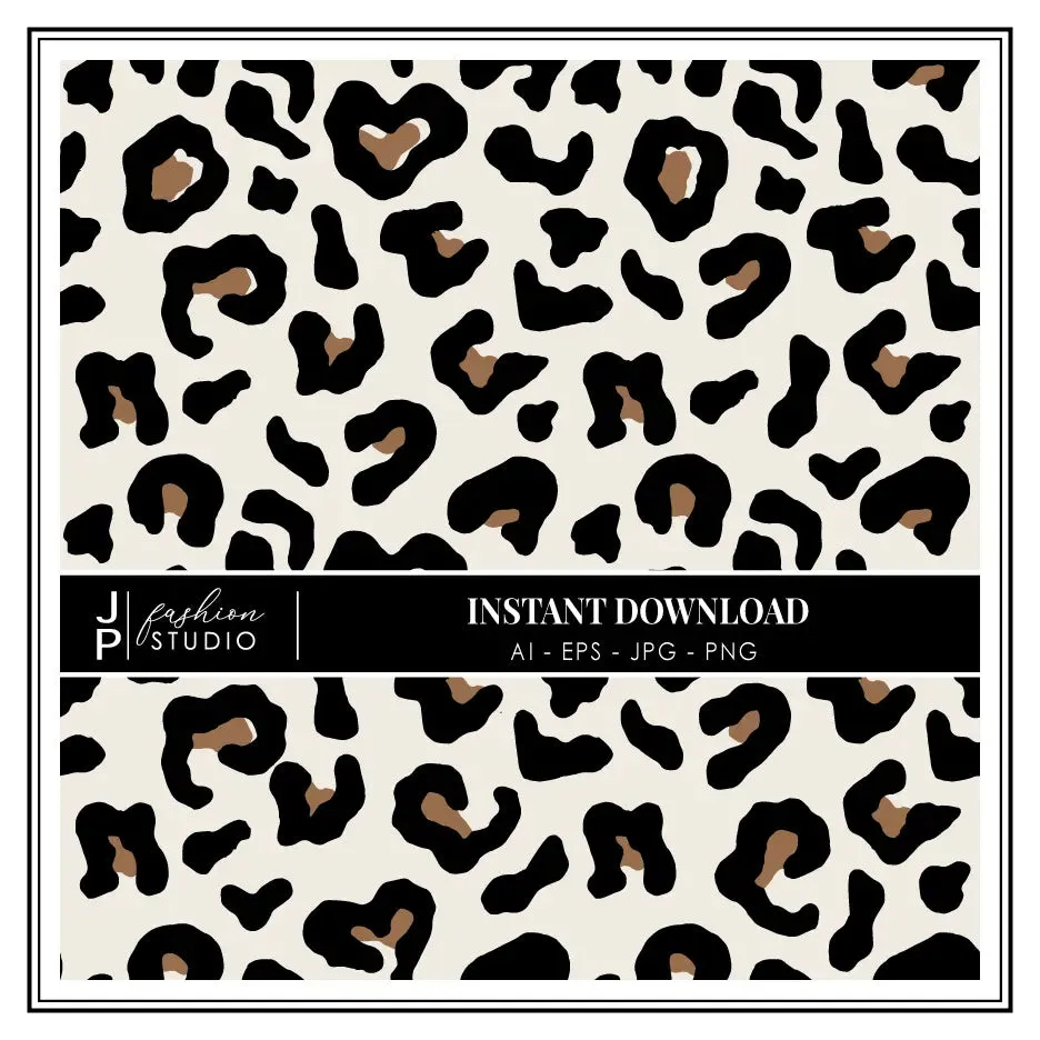 Leopard Print Seamless Pattern, vector repeat pattern, digital paper, scrapbook paper, backgrounds, PNG, Animal print, spots, INSTANT DOWNLOAD