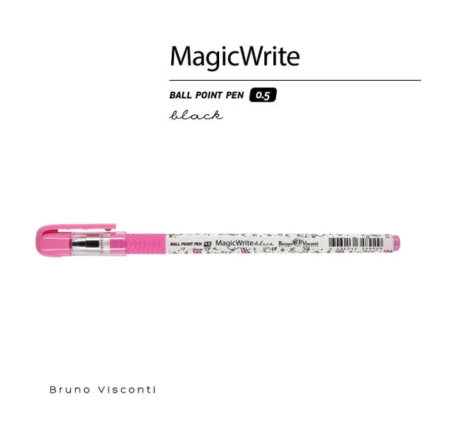Magicwrite - Pink Kitten Cat theme Ball Point Pen Black Ink Refillable, 0.7mm.- Great Teenager Gift, 1 Count
