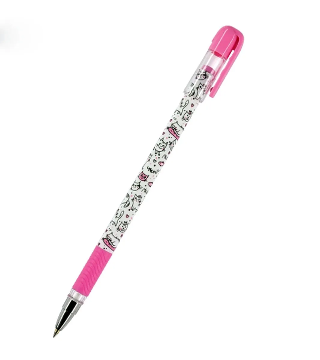 Magicwrite - Pink Kitten Cat theme Ball Point Pen Black Ink Refillable, 0.7mm.- Great Teenager Gift, 1 Count