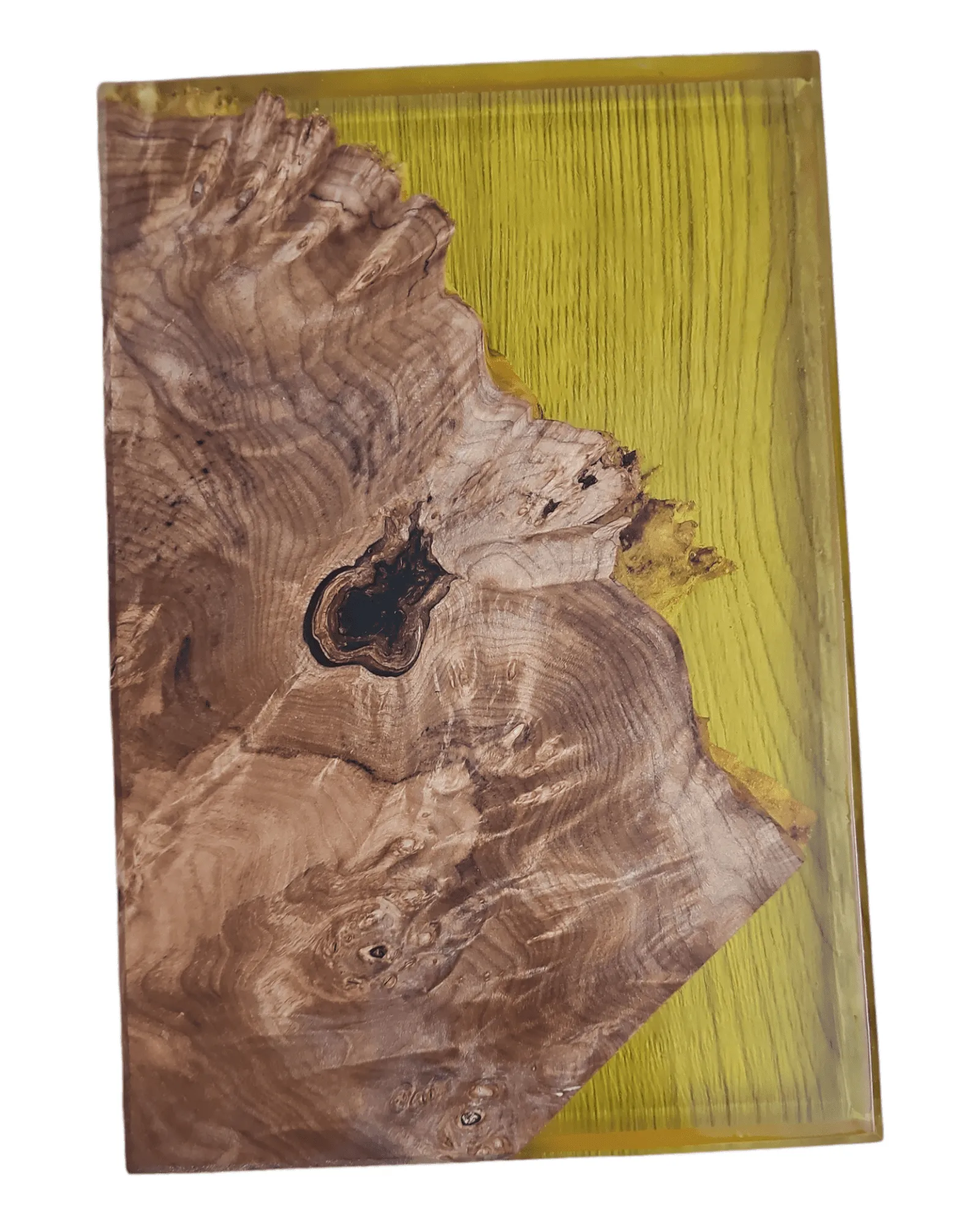 Maple Burl Clear Yellow Epoxy Charcuterie Boards/Serving Board