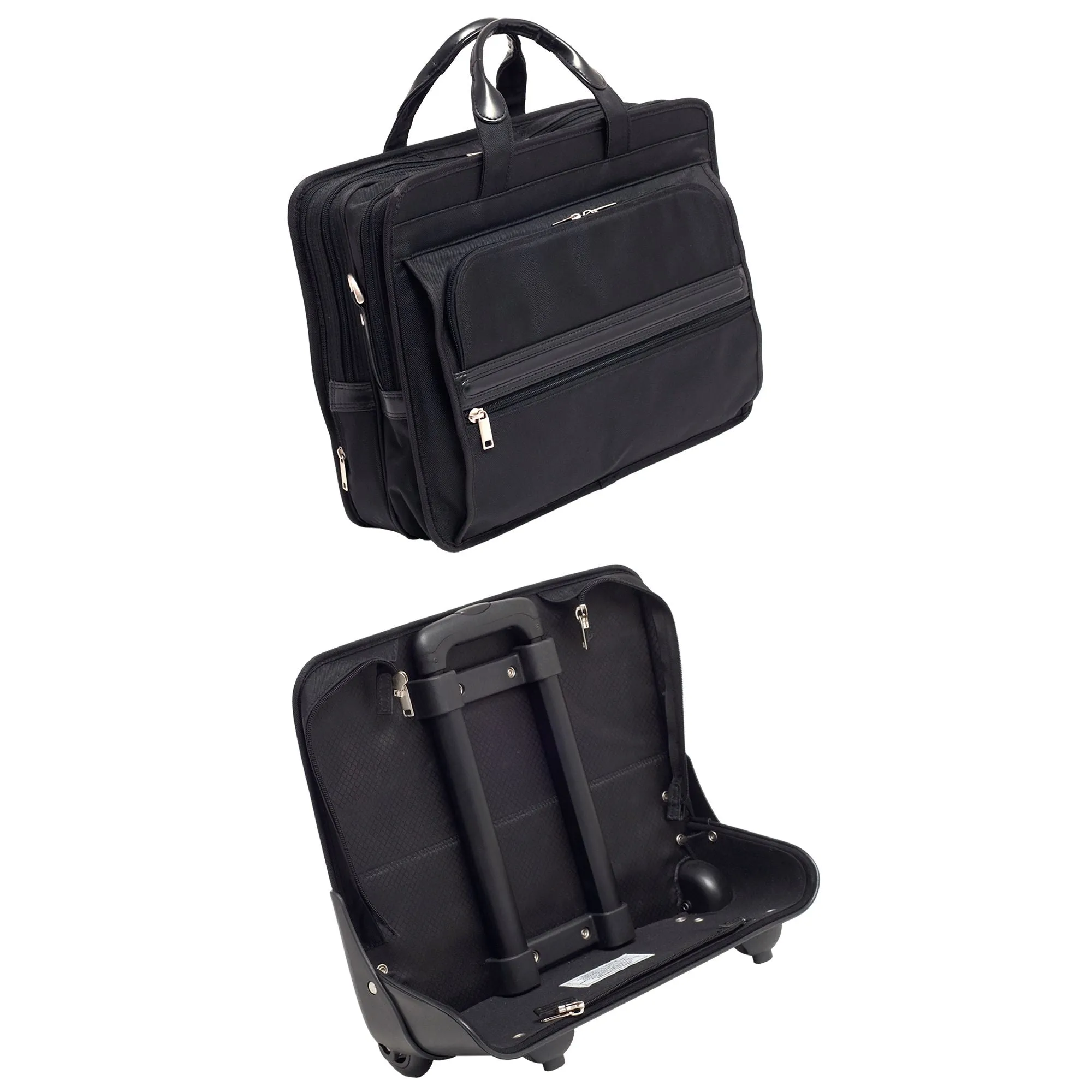McKlein FRANKLIN | 17” Nylon Patented Detachable -Wheeled Laptop Briefcase