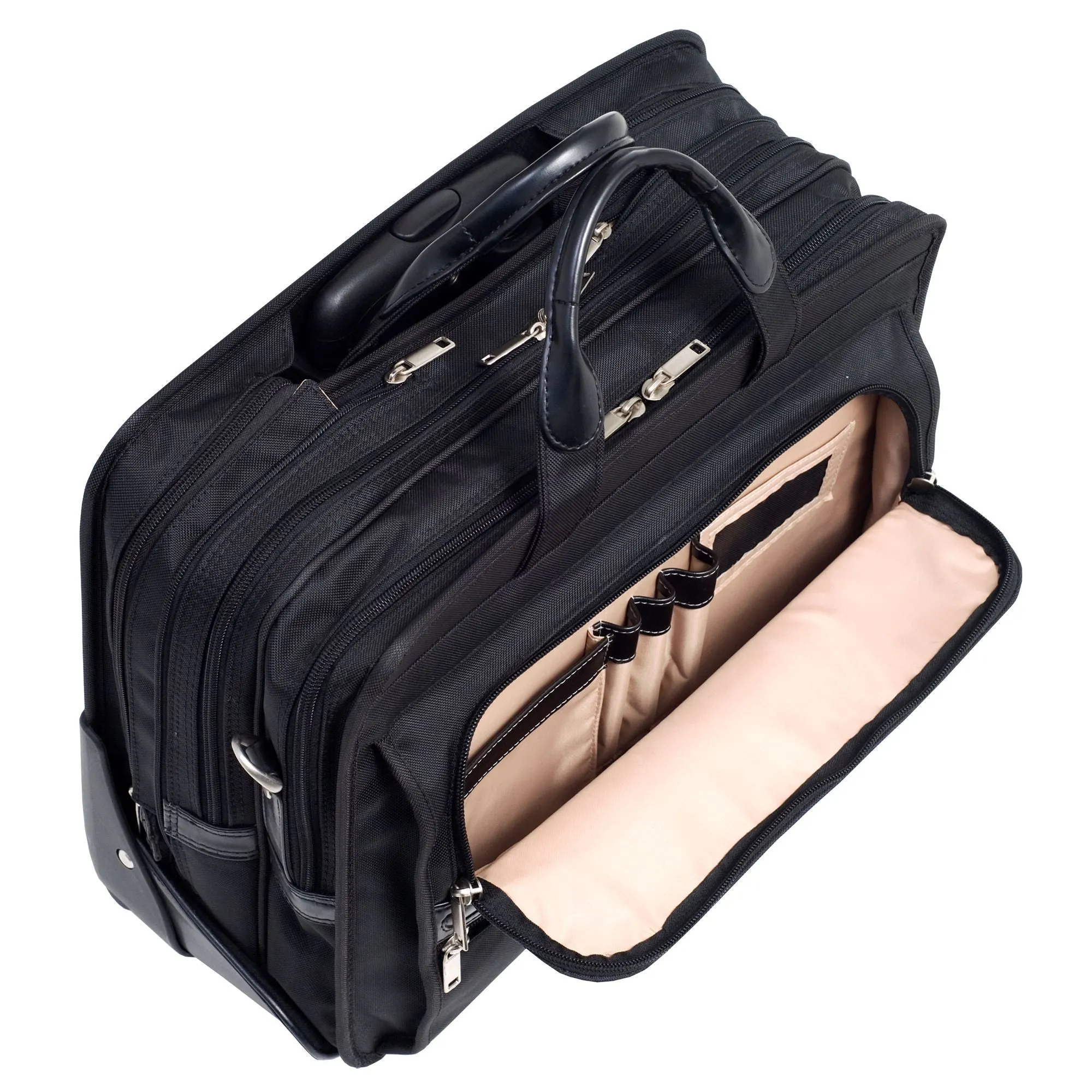 McKlein FRANKLIN | 17” Nylon Patented Detachable -Wheeled Laptop Briefcase