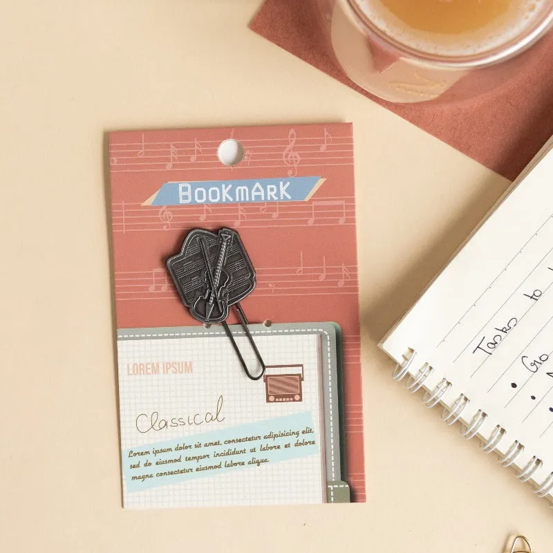 Metallic Paper Clip Bookmark - Music