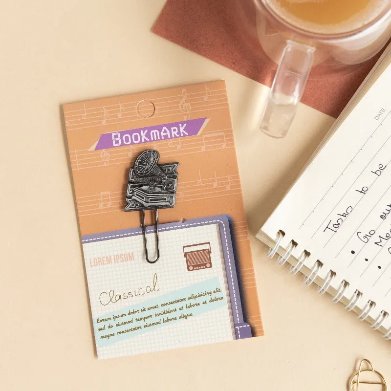 Metallic Paper Clip Bookmark - Music
