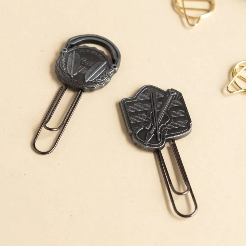 Metallic Paper Clip Bookmark - Music