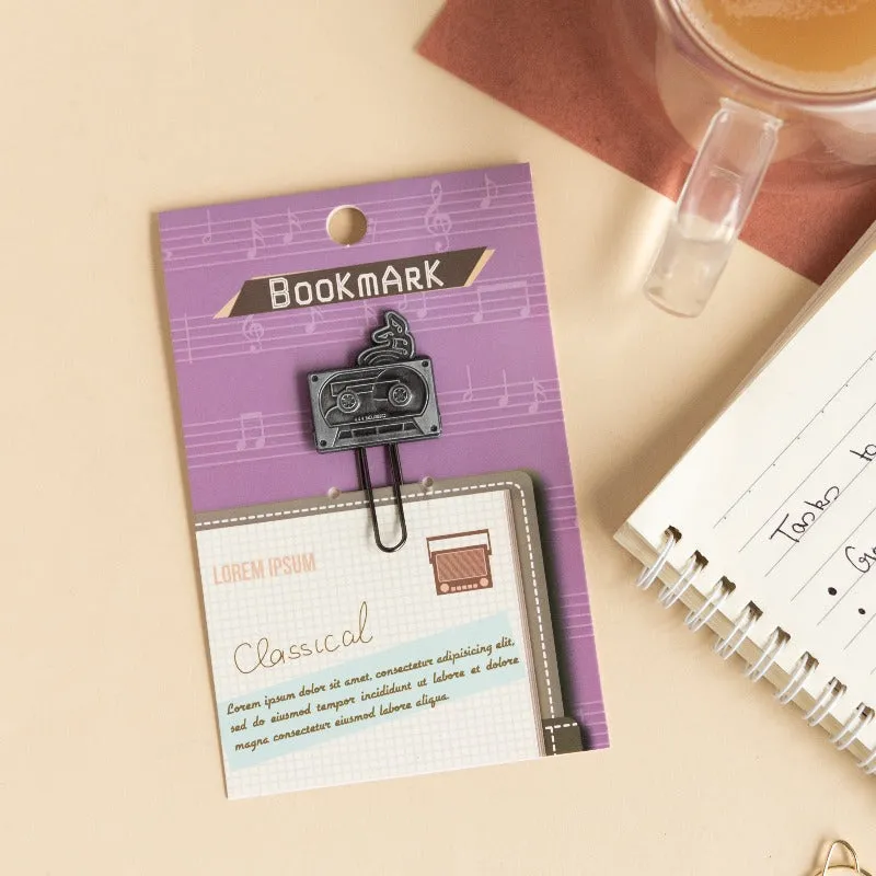 Metallic Paper Clip Bookmark - Music