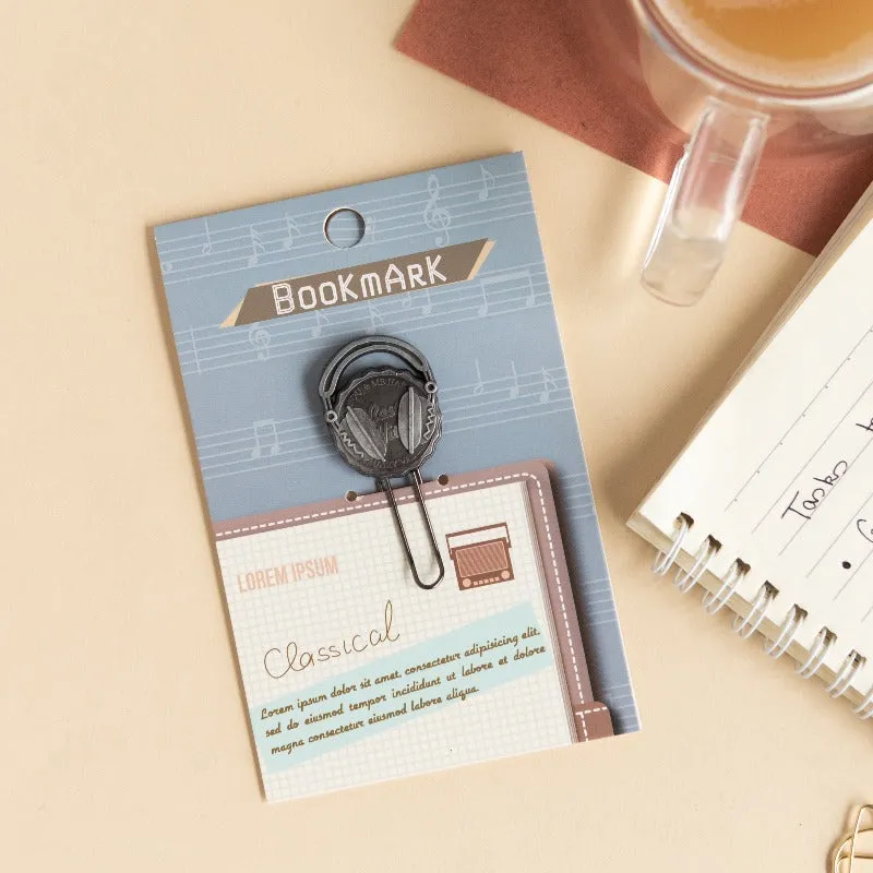 Metallic Paper Clip Bookmark - Music