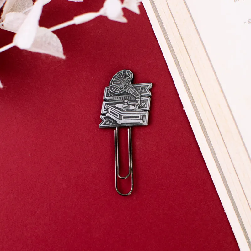 Metallic Paper Clip Bookmark - Music