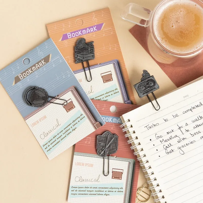 Metallic Paper Clip Bookmark - Music