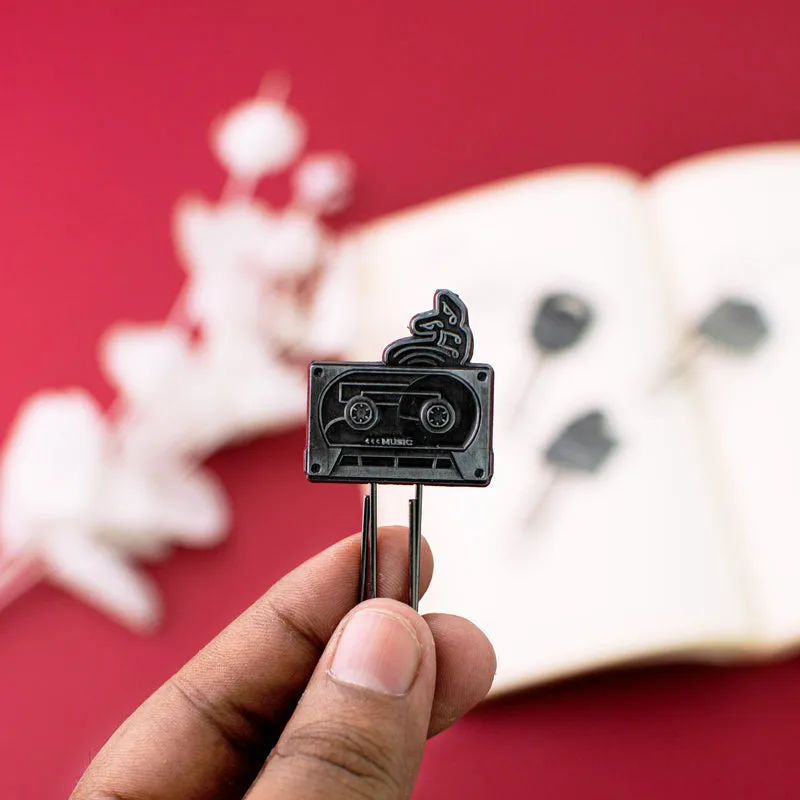 Metallic Paper Clip Bookmark - Music