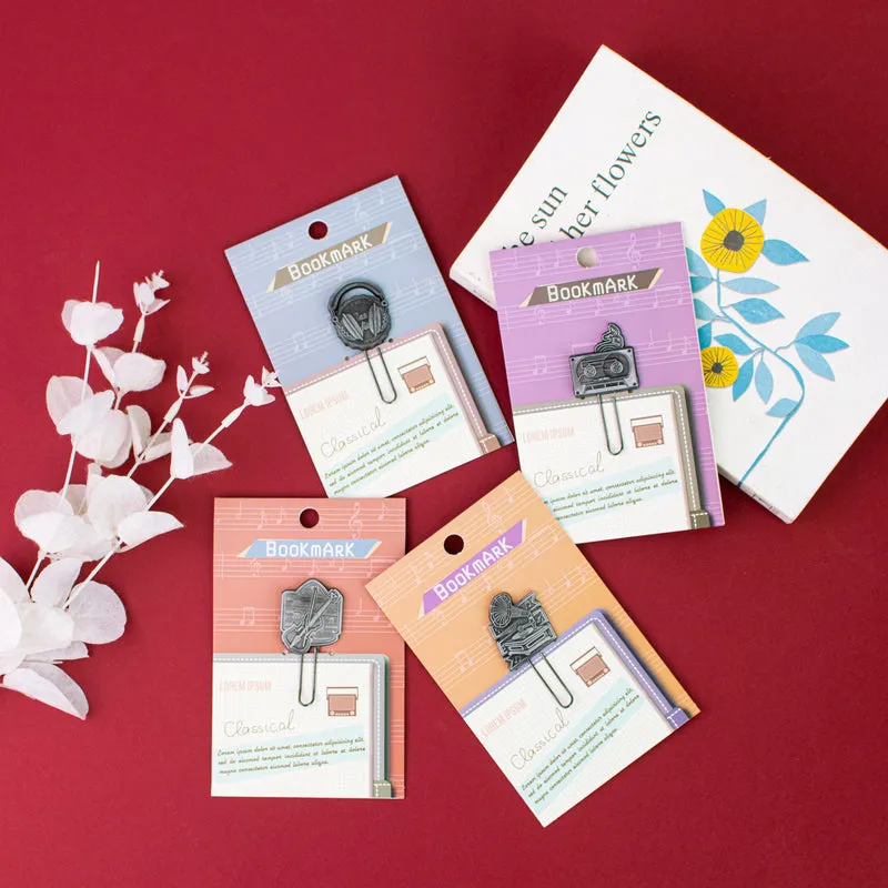 Metallic Paper Clip Bookmark - Music