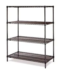 Metro 4ES186063NBL 18" x 60" x 63" Black Wire Shelving Unit with 4 Super Erecta&reg; Wire Shelves