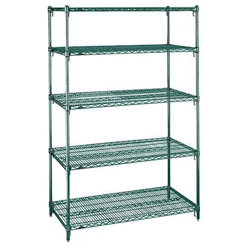 Metro 5A437K3 21" x 36" x 74" Metroseal&reg; Green Wire Shelving Unit with 5 Super Adjustable&trade; Wire Shelves