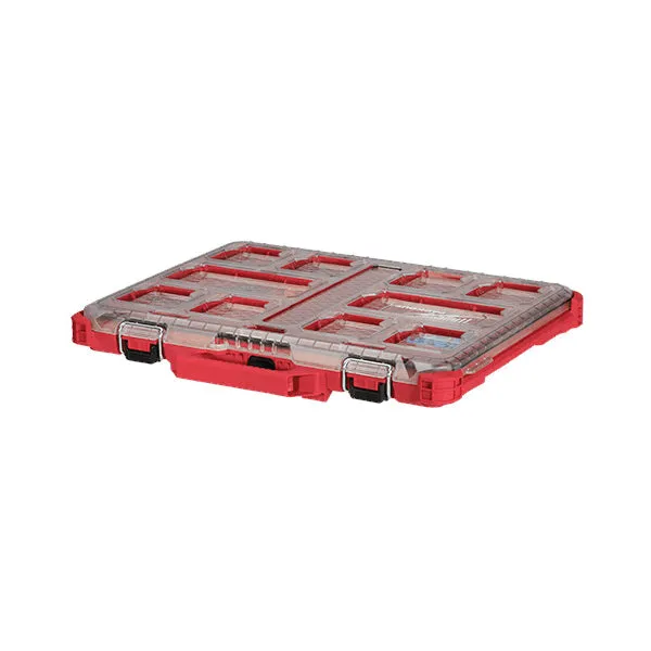 Milwaukee® PACKOUT™ 48-22-8431 Low-Profile Organizer, 19.7 in OAW, 2-1/2 in OAH, 16.3 in OAD, 10-Compartment, Plastic
