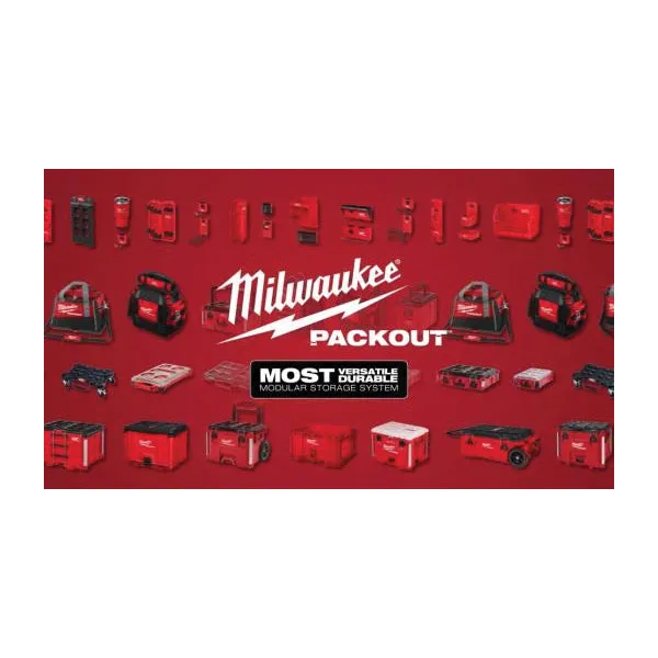 Milwaukee® PACKOUT™ 48-22-8431 Low-Profile Organizer, 19.7 in OAW, 2-1/2 in OAH, 16.3 in OAD, 10-Compartment, Plastic