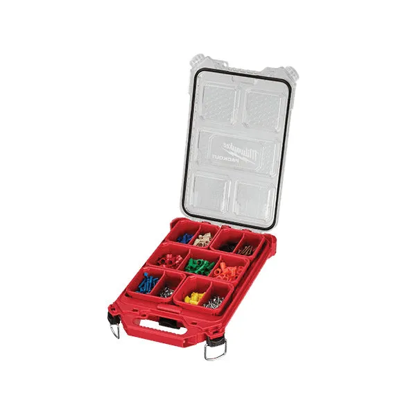 Milwaukee® PACKOUT™ 48-22-8436 Compact Organizer, 9.8 in OAW, 2-1/2 in OAH, 16.2 in OAD, 10-Compartment, Plastic, Red