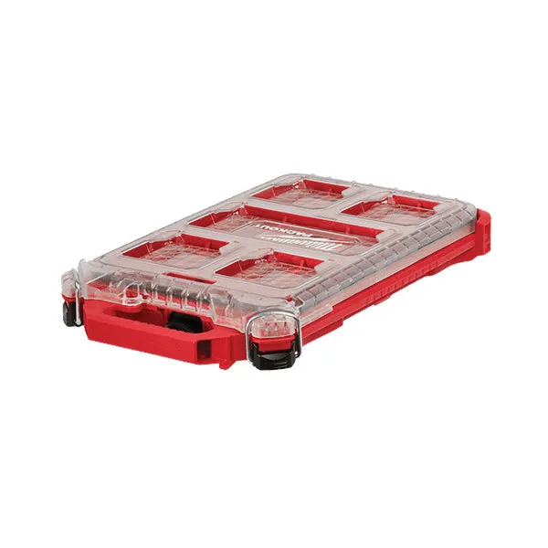Milwaukee® PACKOUT™ 48-22-8436 Compact Organizer, 9.8 in OAW, 2-1/2 in OAH, 16.2 in OAD, 10-Compartment, Plastic, Red