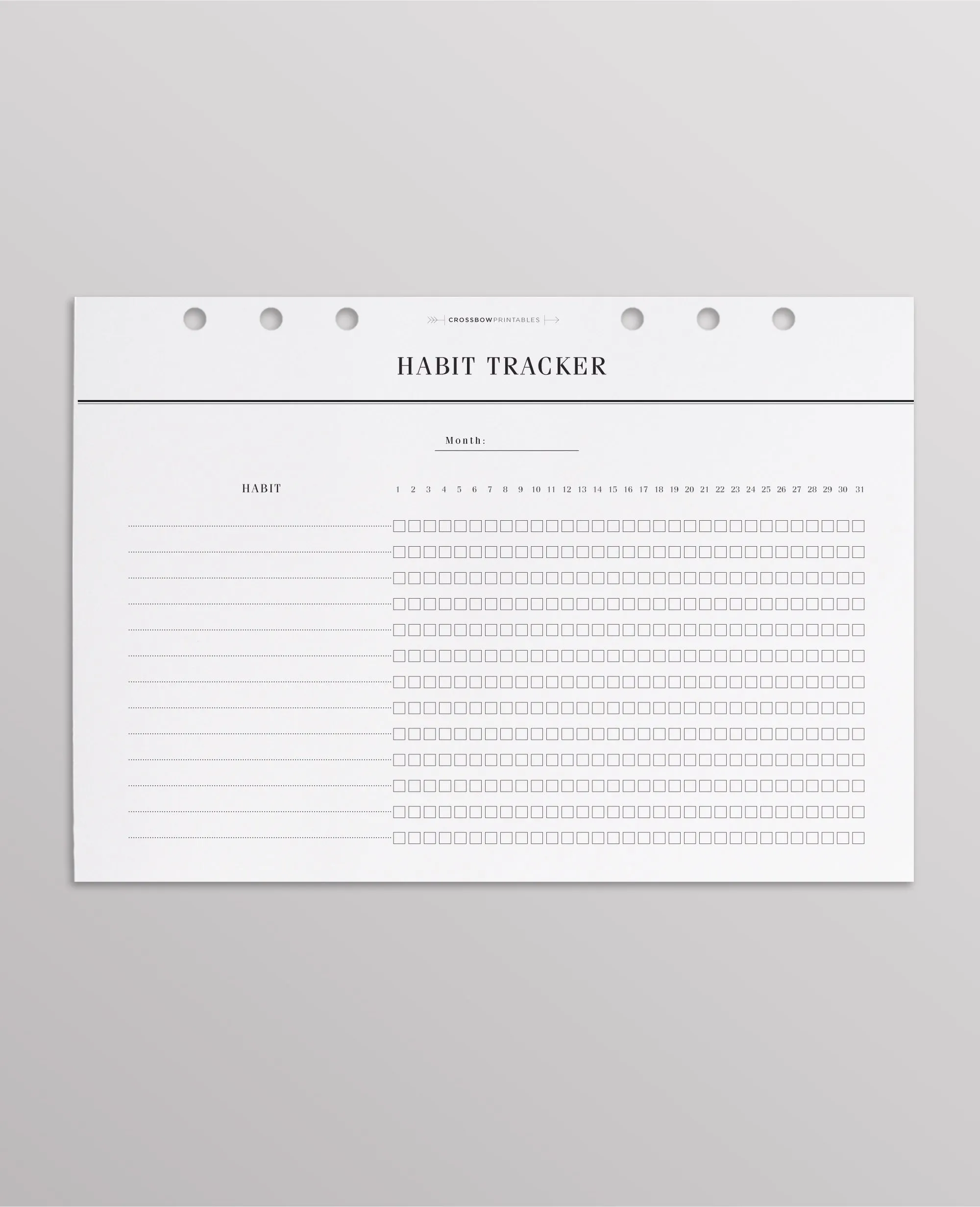 Monthly Habit Checklist: A5 Planner Inserts
