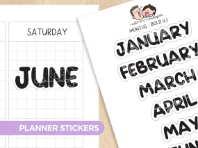 Months - Bold Text (L)  - Set of 2 Planner Stickers