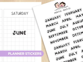 Months - Bold Text (S) Planner Stickers