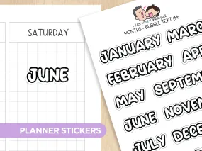 Months - Bubble Text (M) Planner Stickers