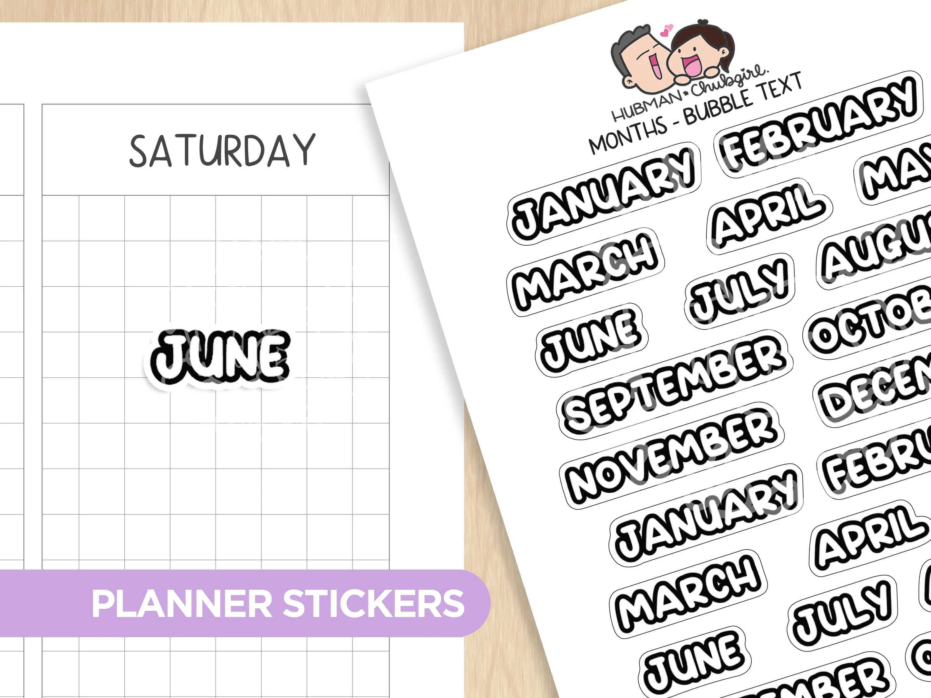 Months - Bubble Text (S) Planner Stickers