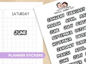 Months - Bubble Text (S) Planner Stickers