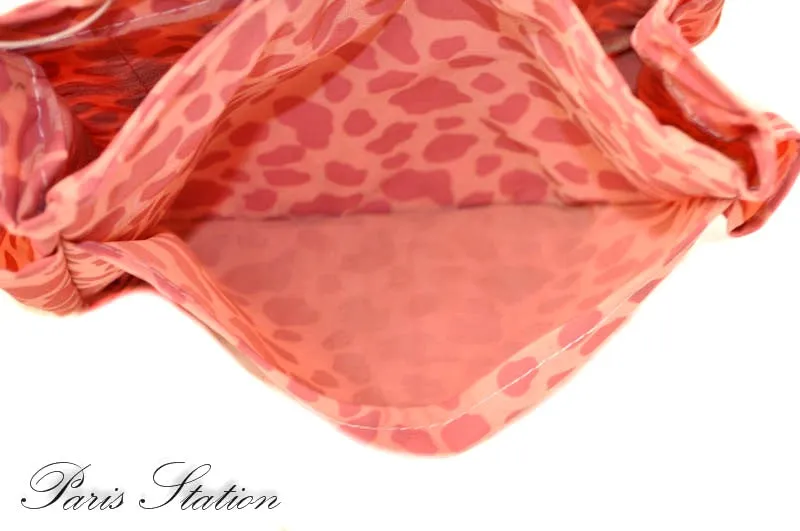 New Pink Leopard Print Canvas Small Purse Organizer
