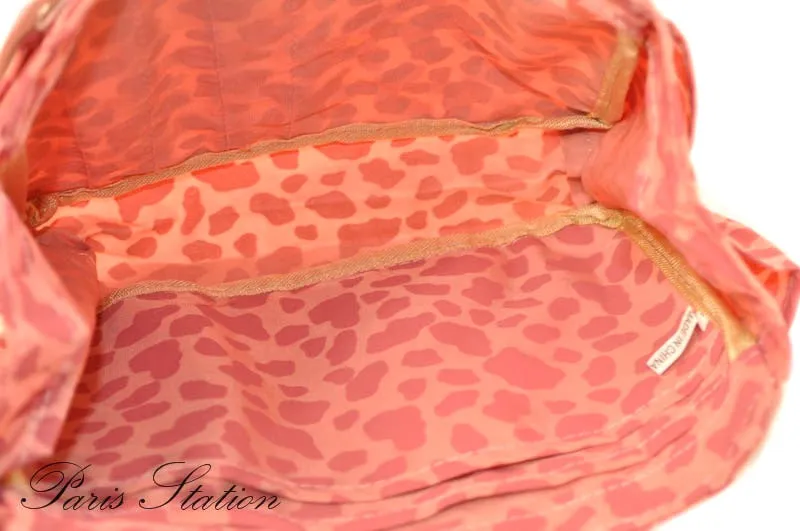New Pink Leopard Print Canvas Small Purse Organizer