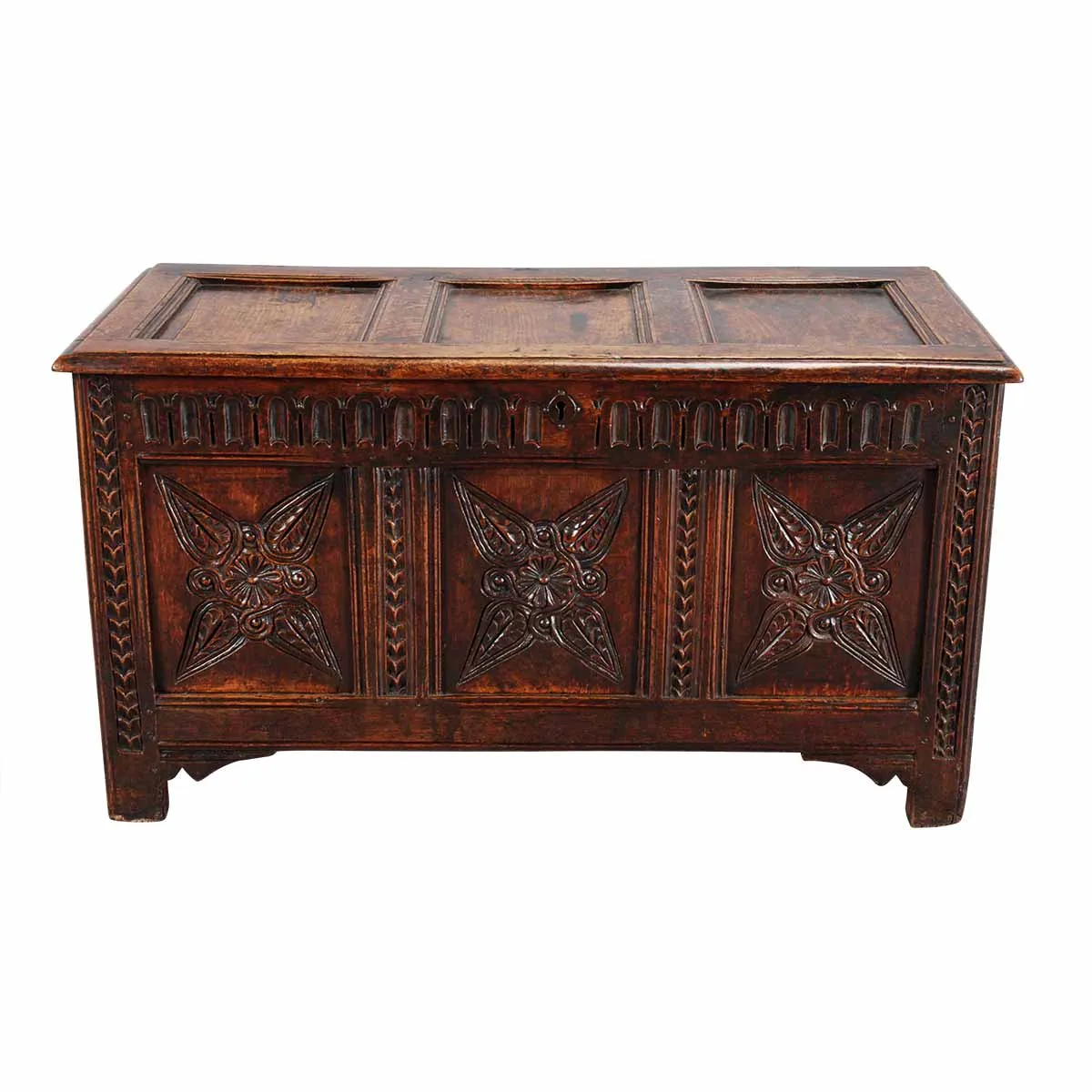 Oak Coffer with Paneled Top