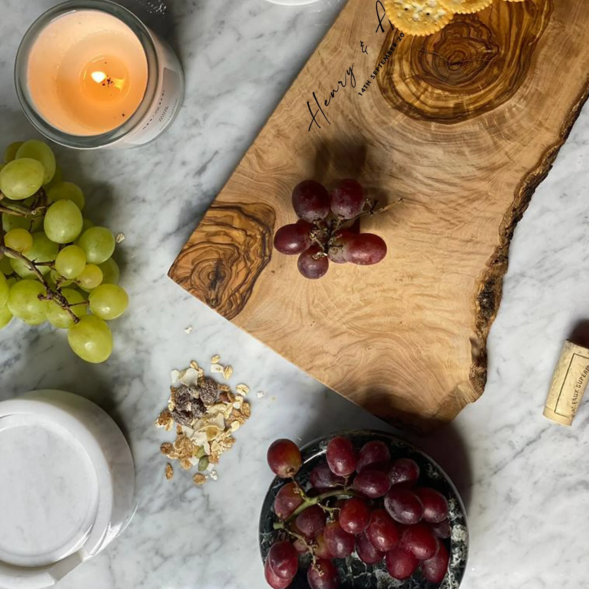 Personalised Engraved Olive Wood Platter Board - No.6 | 35x20x2 cm